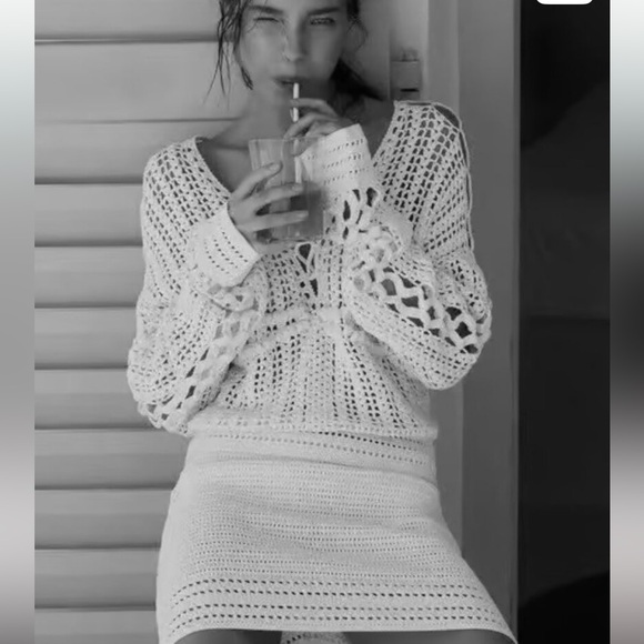 IRO Paris Ivory Crochet Knit Ensemble Set - Picture 1 of 13